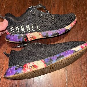 NOBULL Black Knit Athletic Sneakers with Multicolor Floral Midsole